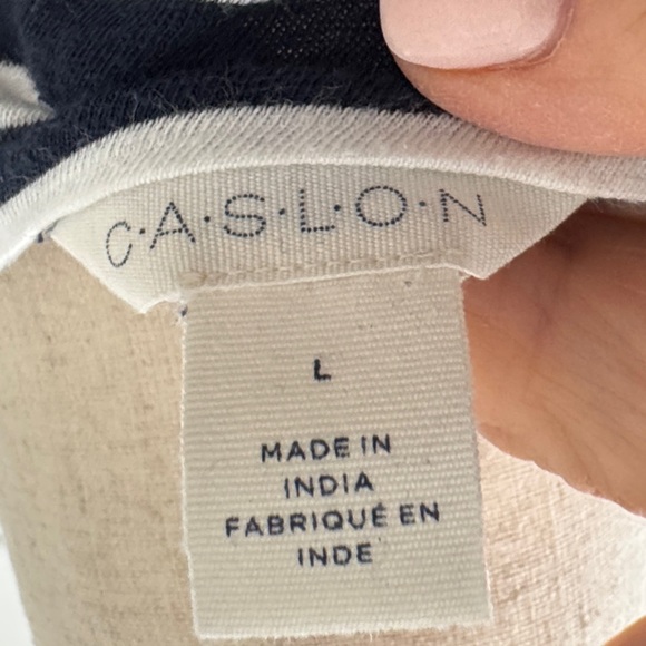 Caslon Navy and White Striped Short Flutter Sleeve Top - Picture 5 of 6